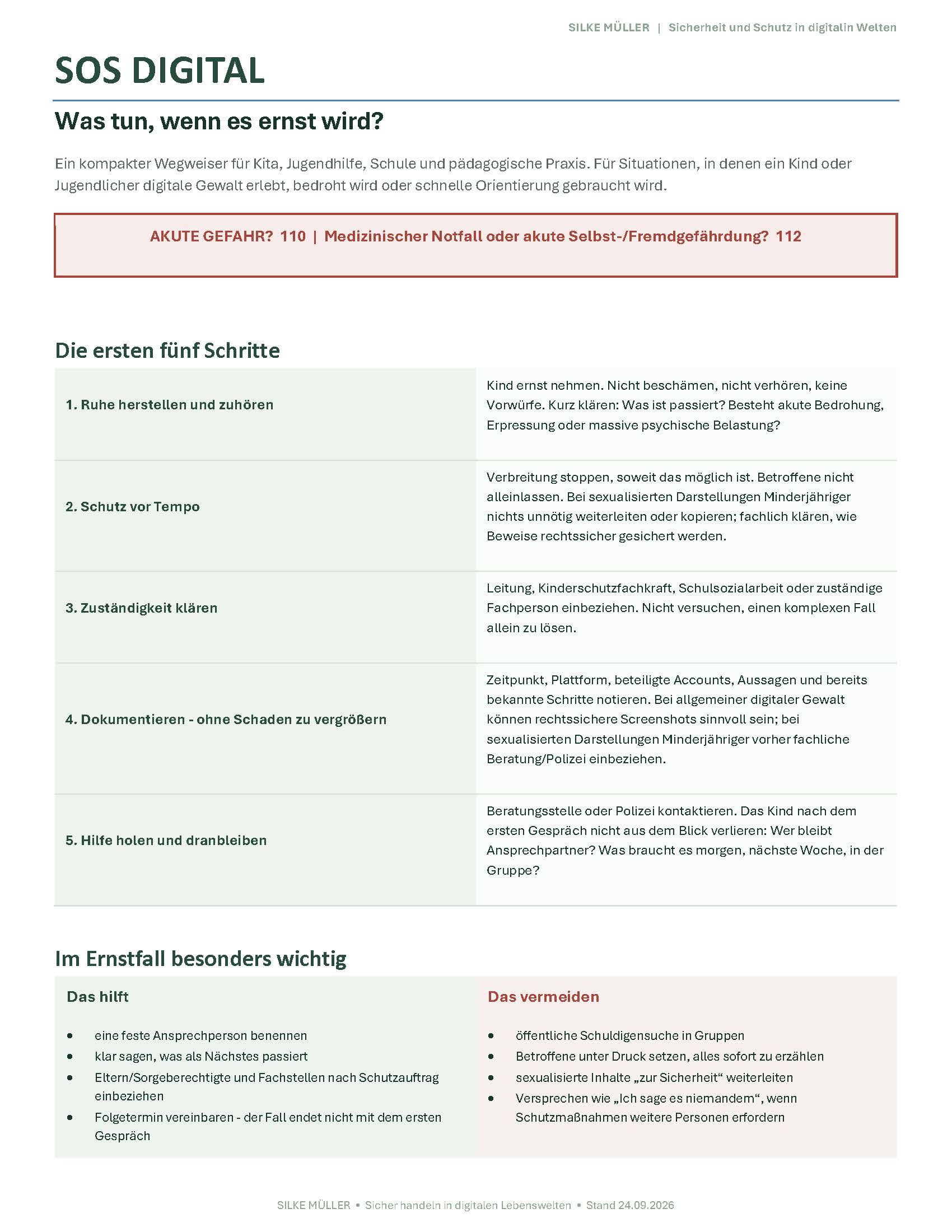 SOS DIGITAL - Was tun, wenn es ernst wird?